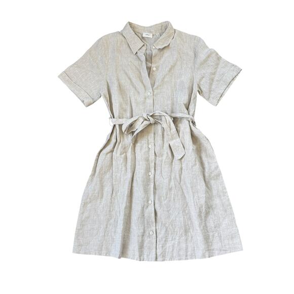 Aritzia Wilfred Eleta Linen Mini Dress Natural Ecru - Picture 1 of 11